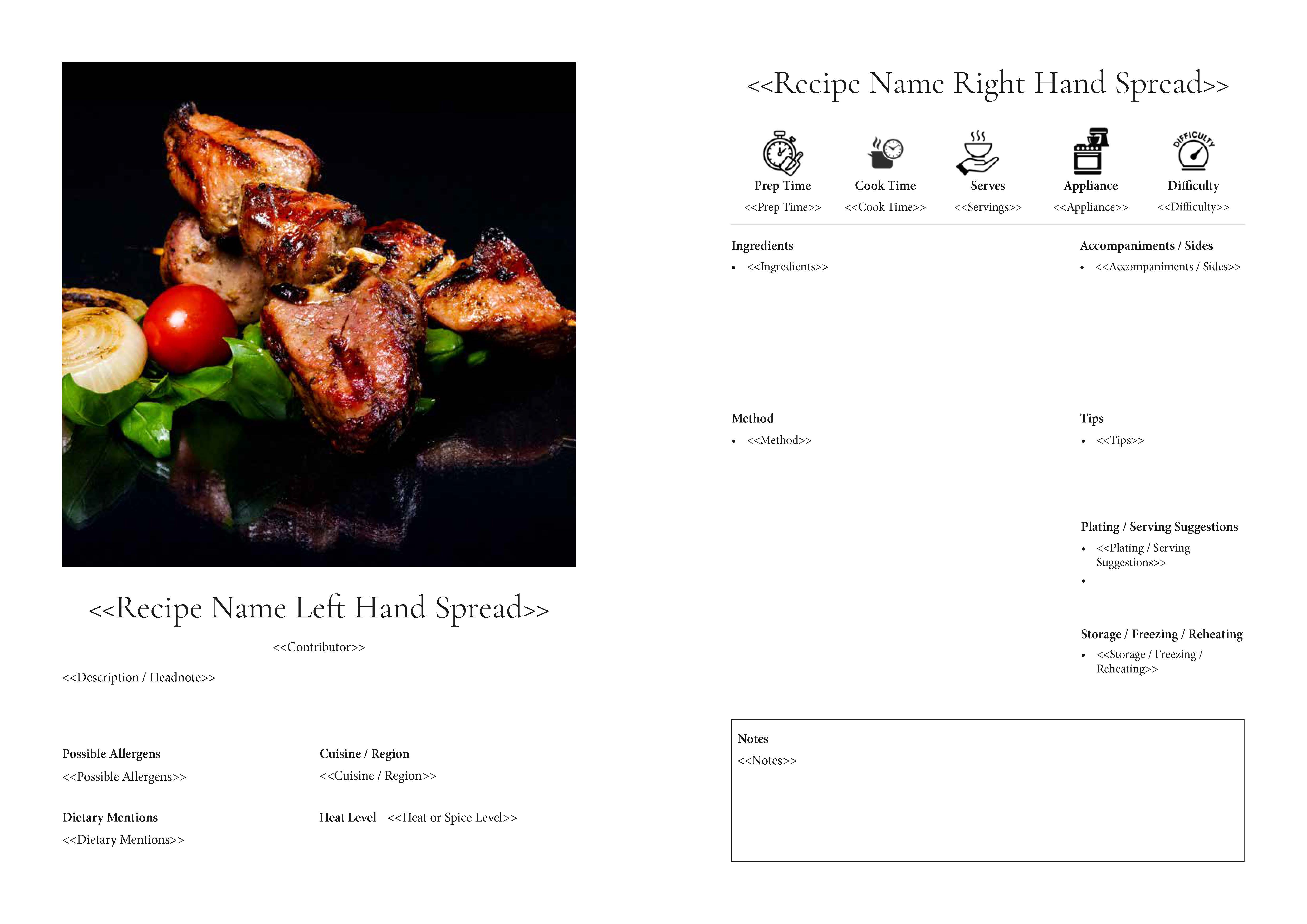 Sample Cook Book with fields